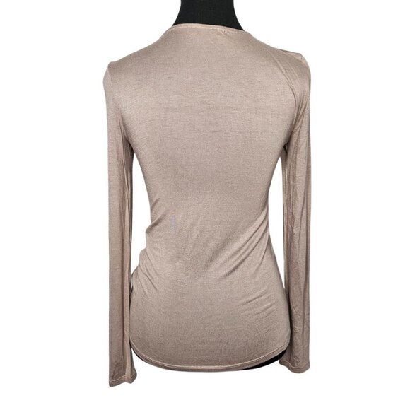 Women's Long Sleeve V-Neck Crisscross Fashion Top, Small, Taupe - Picture 2 of 9